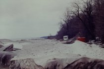 Ice buildup on beach